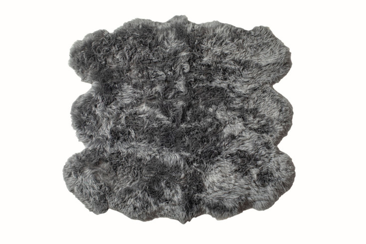 5' x 6' Grey Wool Sheepskin Handmade Area Rug