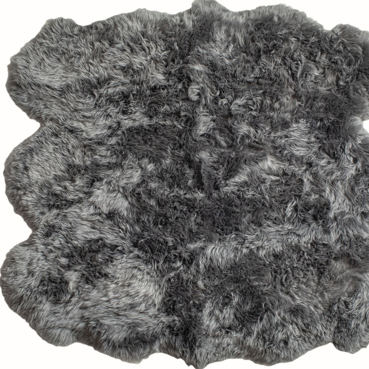 5' x 6' Grey Wool Sheepskin Handmade Area Rug