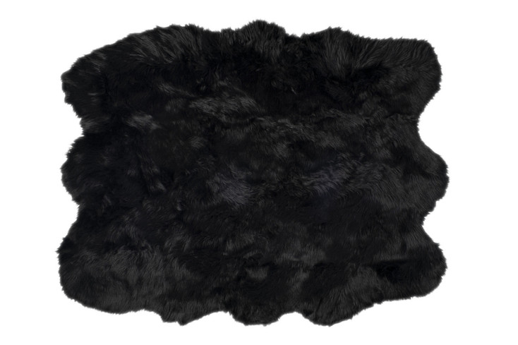 5' x 6' Black Faux Fur Washable Non Skid Area Rug