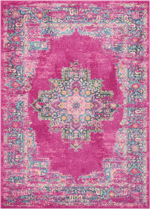 5' x 7' Fuchsia Power Loom Polypropylene Area Rug