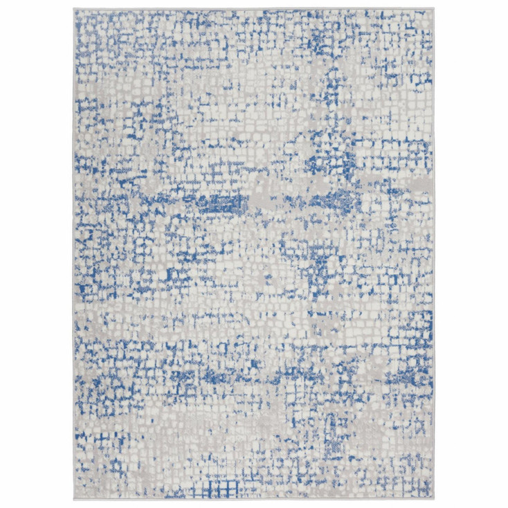 5' x 7' Blue Gray Abstract Dhurrie Area Rug