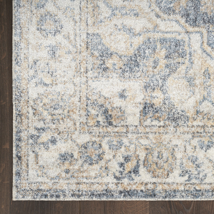 5' x 7' Gray Oriental Power Loom Washable Rectangle Area Rug
