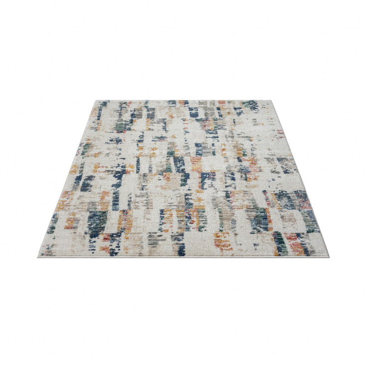 5' x 7' Blue Abstract Polypropylene Area Rug