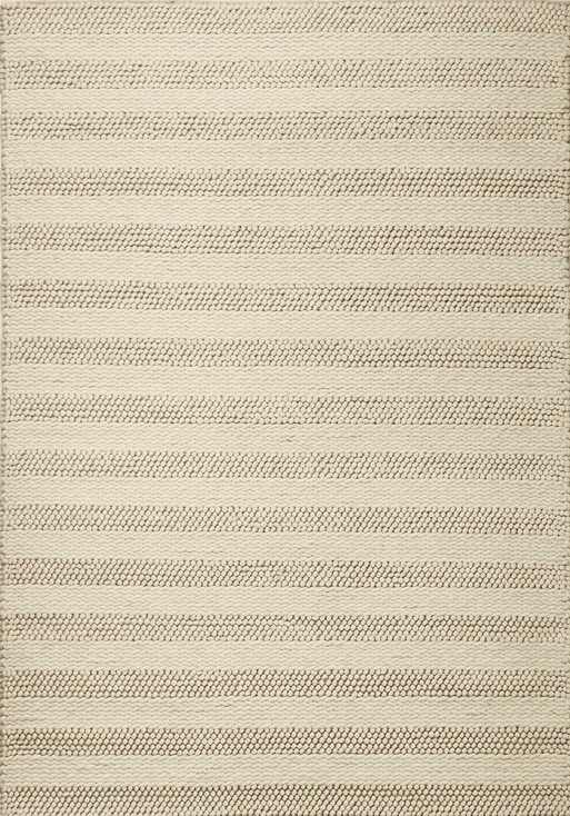 5' x 7' White Ivory Hand Woven Knobby Cornish Stripe Indoor Area Rug