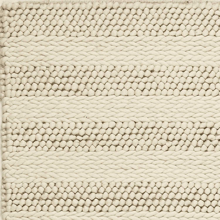 5' x 7' White Ivory Hand Woven Knobby Cornish Stripe Indoor Area Rug