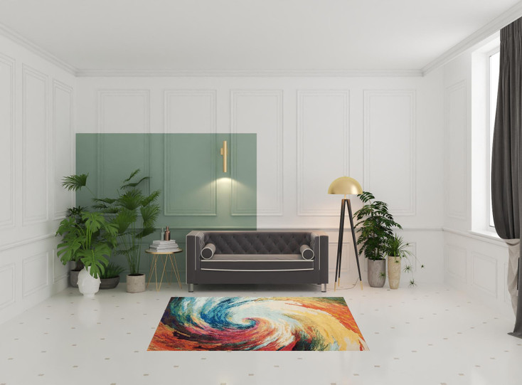 5' x 7' Wave Abstract Power Loom Non Skid Area Rug