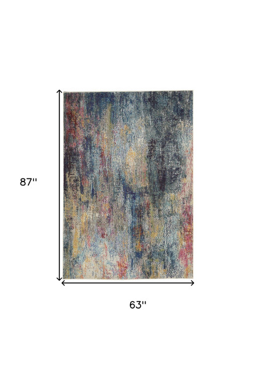 5' x 7' Multicolor Abstract Power Loom Non Skid Area Rug