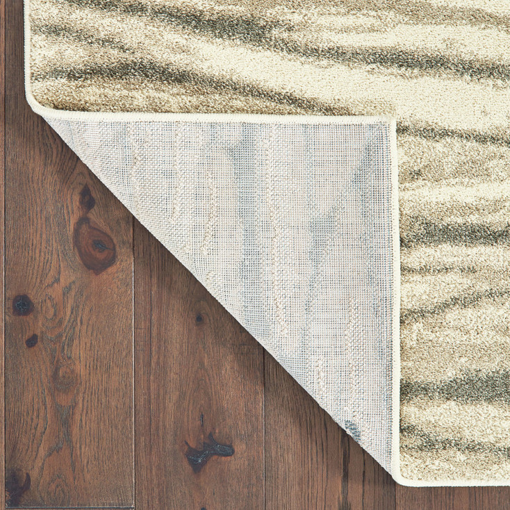 5' x 7' Ivory Sand and Ash Abstract Power Loom Stain Resistant Area Rug