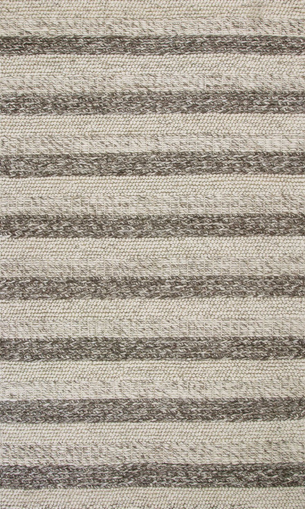 5' x 7' Grey White Hand Woven Knobby Stripes Indoor Area Rug