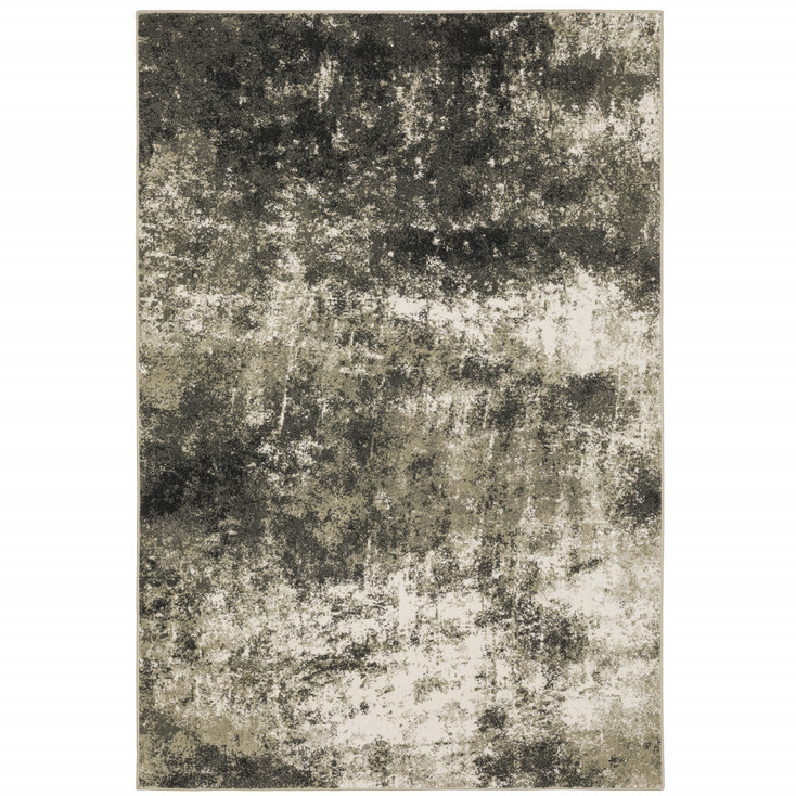 5' x 7' Charcoal Grey and Beige Abstract Power Loom Stain Resistant Area Rug