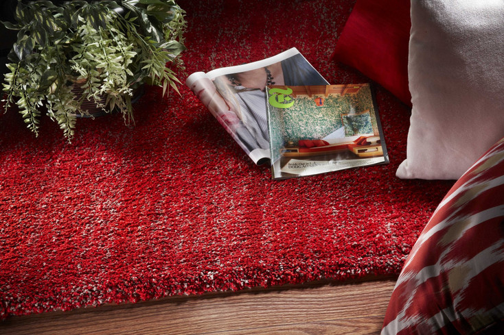 5' x 7' Red Heather Plain Indoor Area Rug