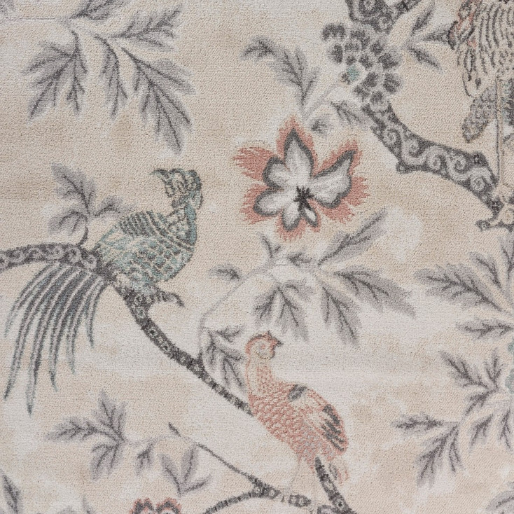 5' x 7' Soft Beige Birds and Trees Area Rug