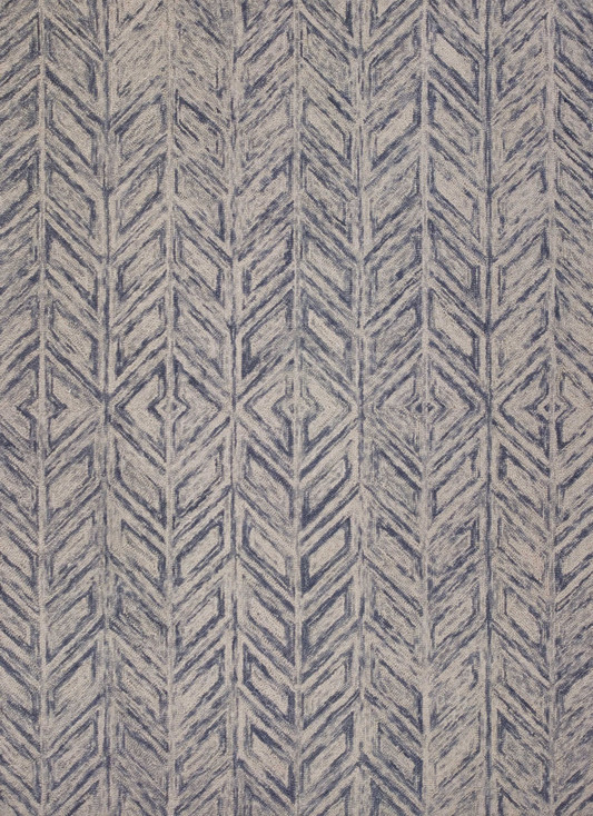 5' x 7' Blue Hand Tufted Wool Herringbone Indoor Rectangle Area Rug