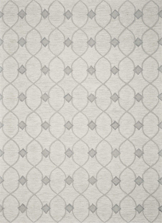 5' x 7' Ivory Hand Tufted Wool Ogee Indoor Area Rug