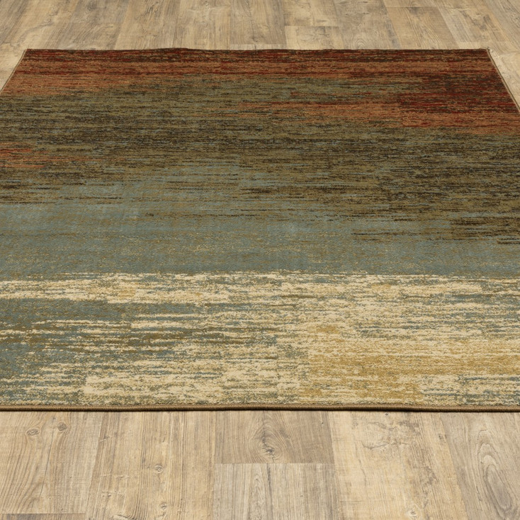 5' x 7' Blue and Brown Distressed Area Rug