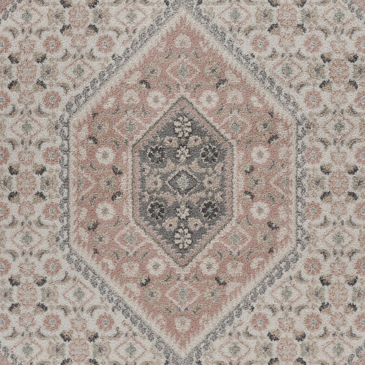 5' x 7' Gray and Blush Traditional Area Rug