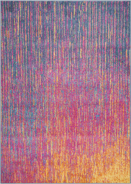 5' x 7' Blue & Pink Abstract Power Loom Area Rug
