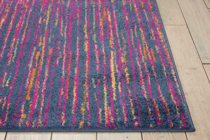 5' x 7' Blue & Pink Abstract Power Loom Area Rug