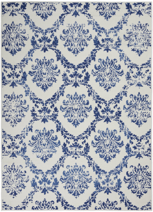 5' x 7' Blue & Ivory Floral Dhurrie Area Rug