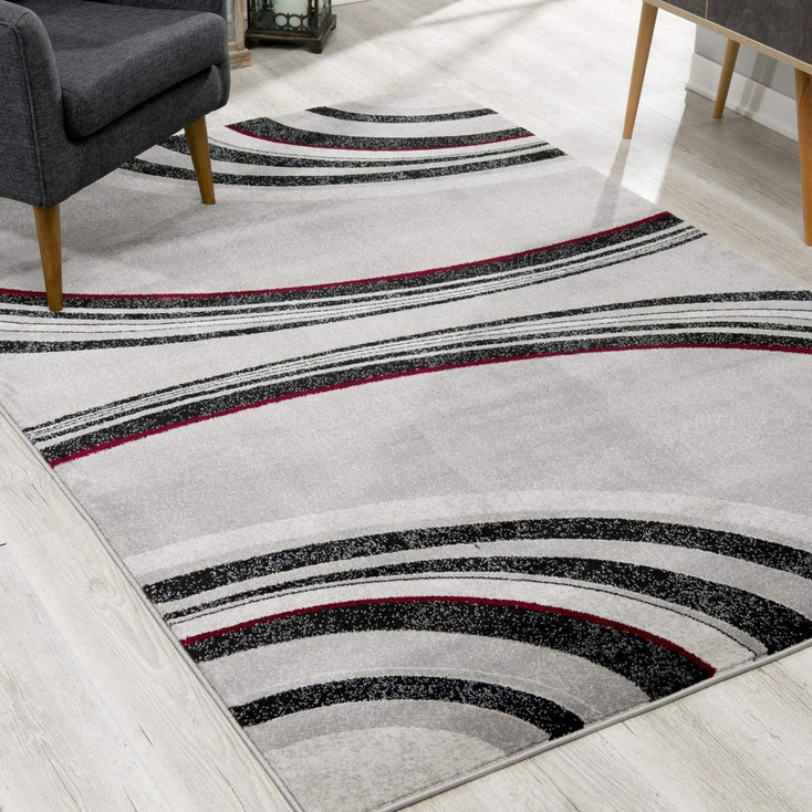 5' x 7' Gray Abstract Dhurrie Area Rug