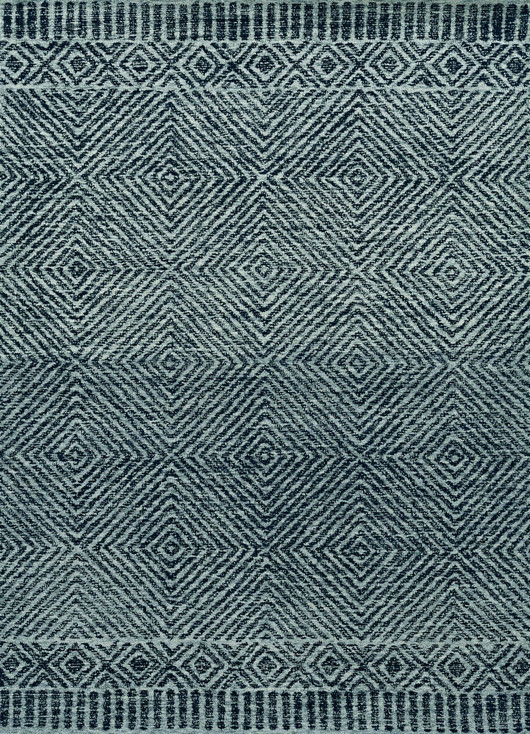 5' x 7' Grey Black Hand Tufted Space Dyed Geometric Indoor Area Rug