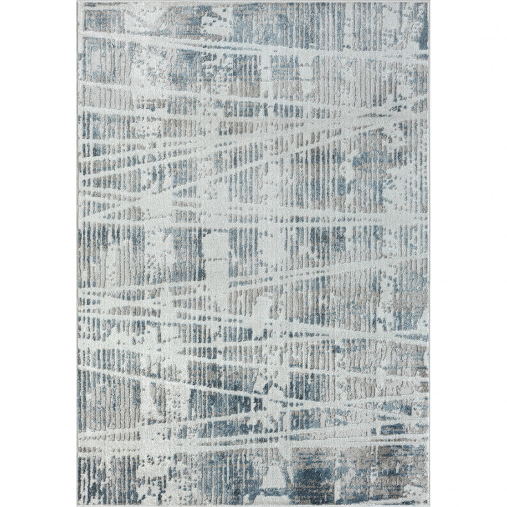 5' x 7' Blue Abstract Polypropylene Rectangle Area Rug