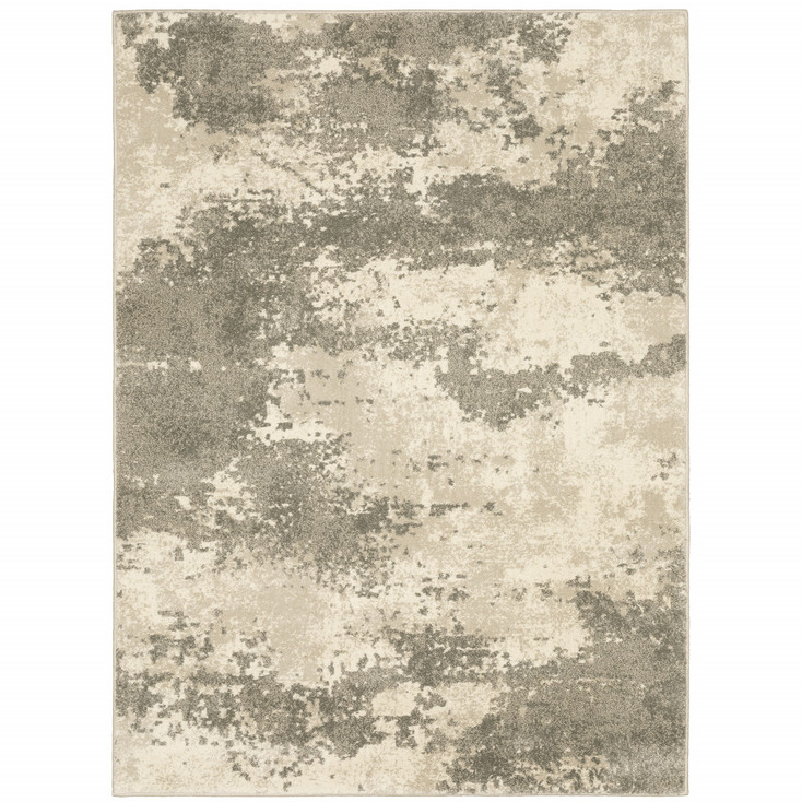 5' x 7' Beige & Grey Abstract Power Loom Stain Resistant Area Rug