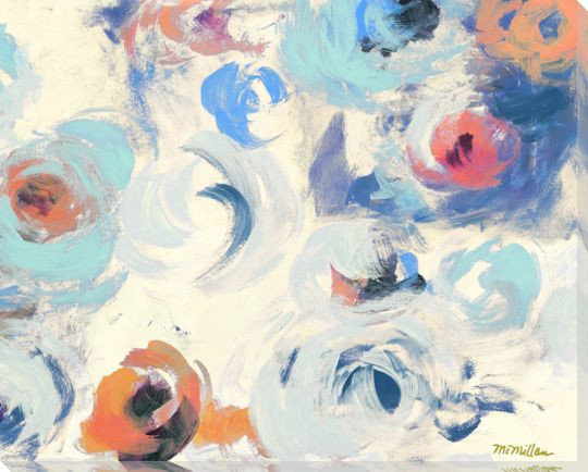 Swirling Flowers Wrapped Canvas Giclee Print Wall Art