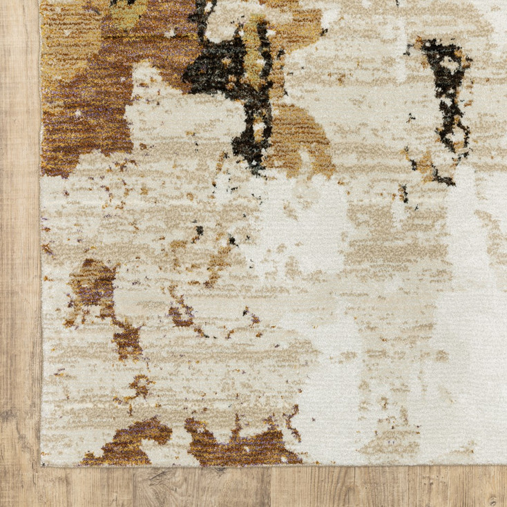 5' x 7' Abstract Weathered Beige and Gray Indoor Area Rug