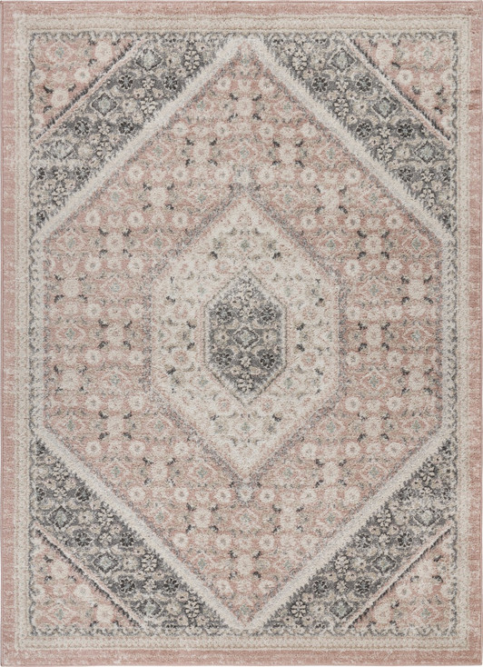 5' x 7' Gray and Soft Pink Traditional Area Rug