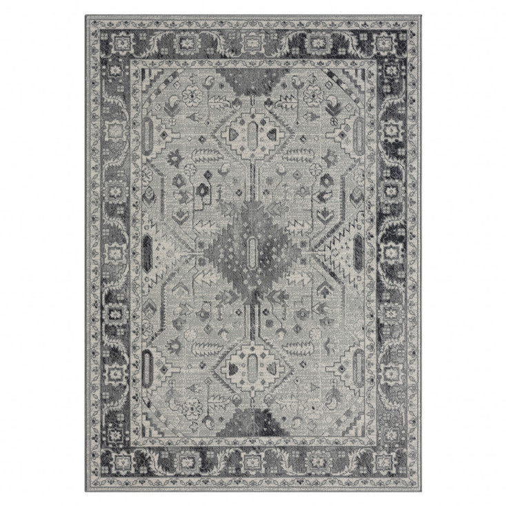 5' x 7' Gray Medallion Area Rug