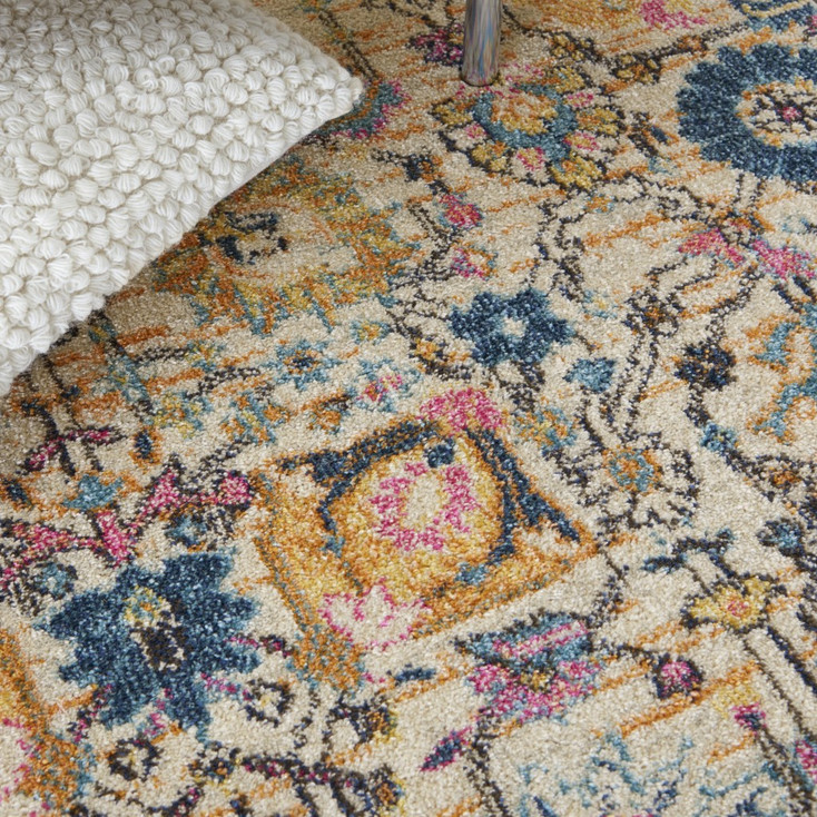 5' x 7' Orange & Ivory Floral Power Loom Area Rug