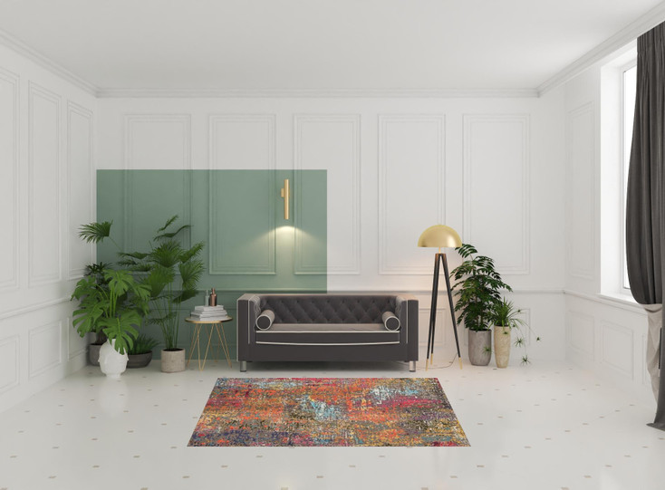 5' x 7' Sunset Abstract Power Loom Non Skid Area Rug