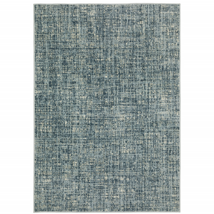 5' x 7' Dark Blue Light Blue Grey Ivory and Beige Abstract Power Loom Area Rug