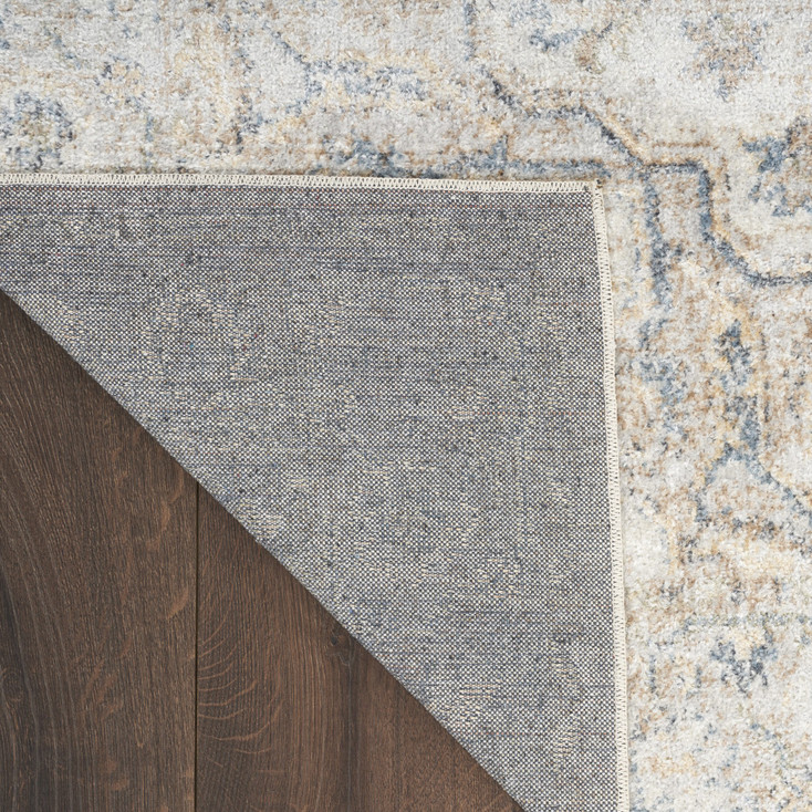 5' x 7' Silver Oriental Power Loom Washable Area Rug