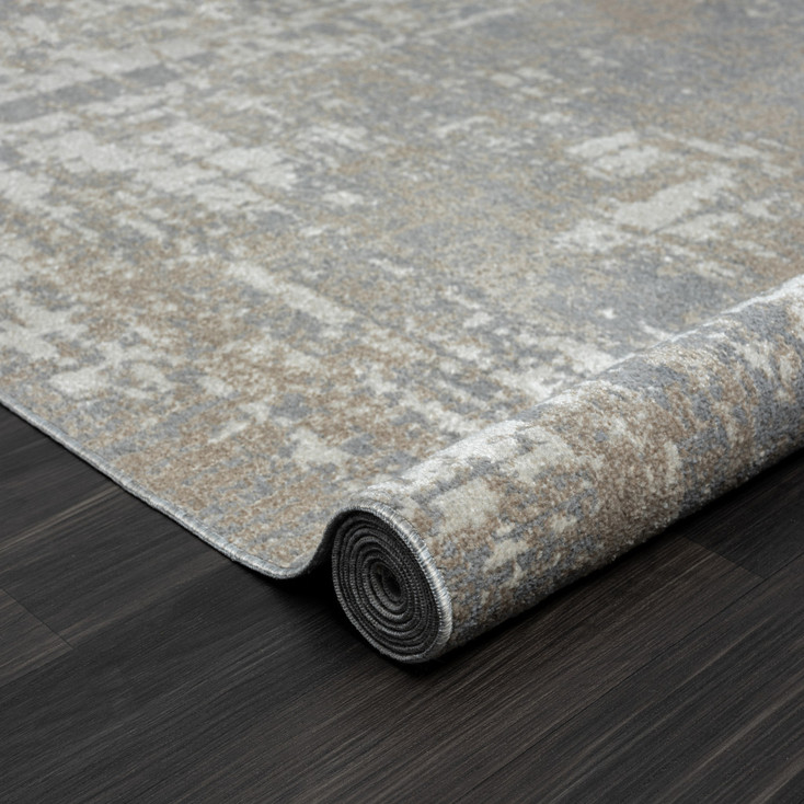 5' x 7' Gray Abstract Distressed Washable Area Rug