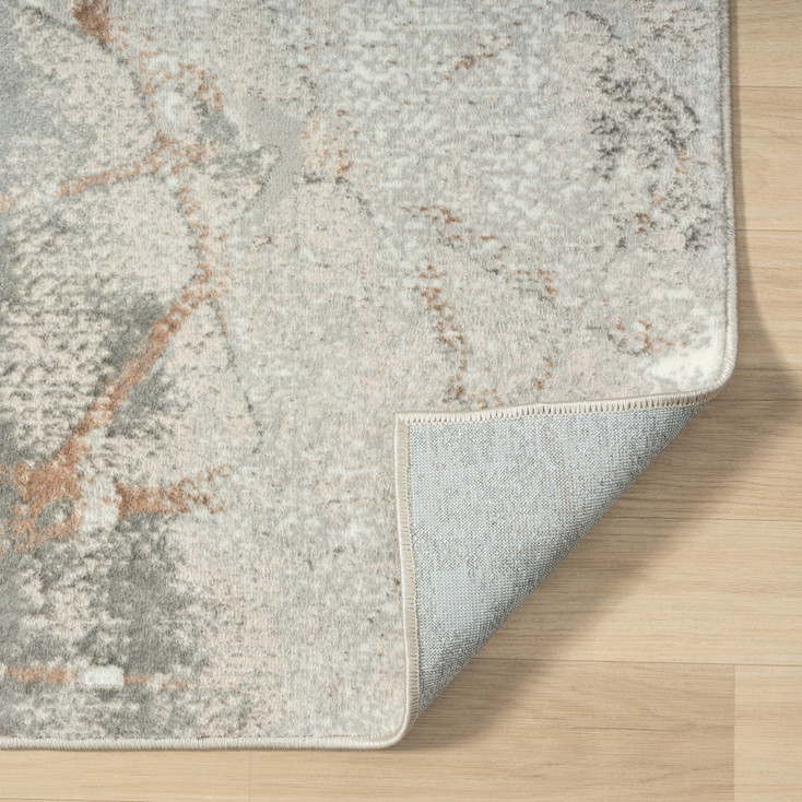 5' x 7' Beige Gray and Brown Abstract Stain Resistant Area Rug