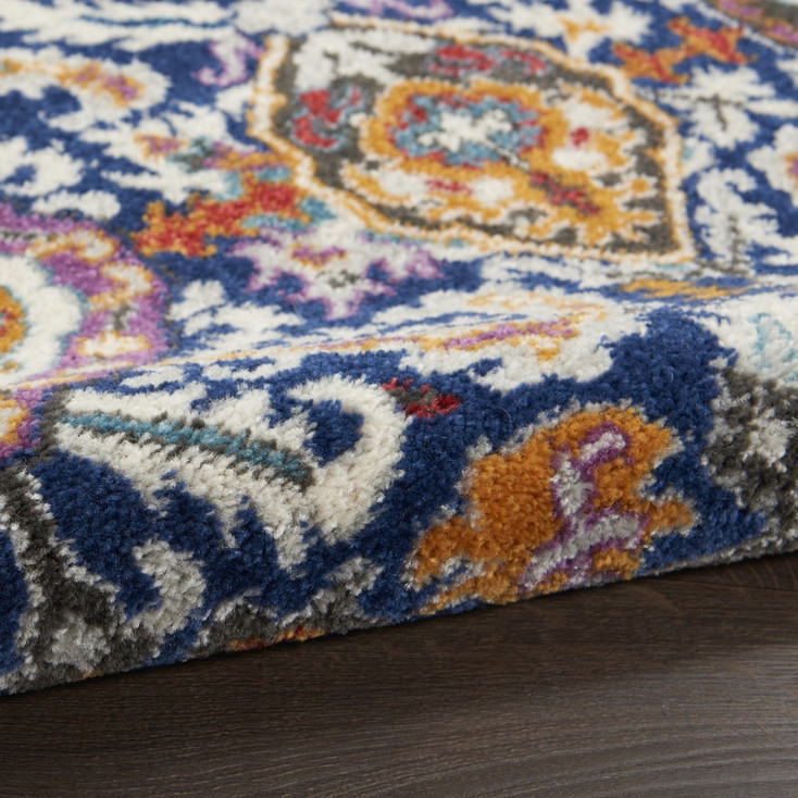 5' x 7' Blue & Ivory Power Loom Rectangle Polypropylene Area Rug