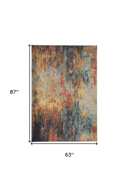 5' x 7' Multicolor Abstract Power Loom Non Skid Polypropylene Area Rug