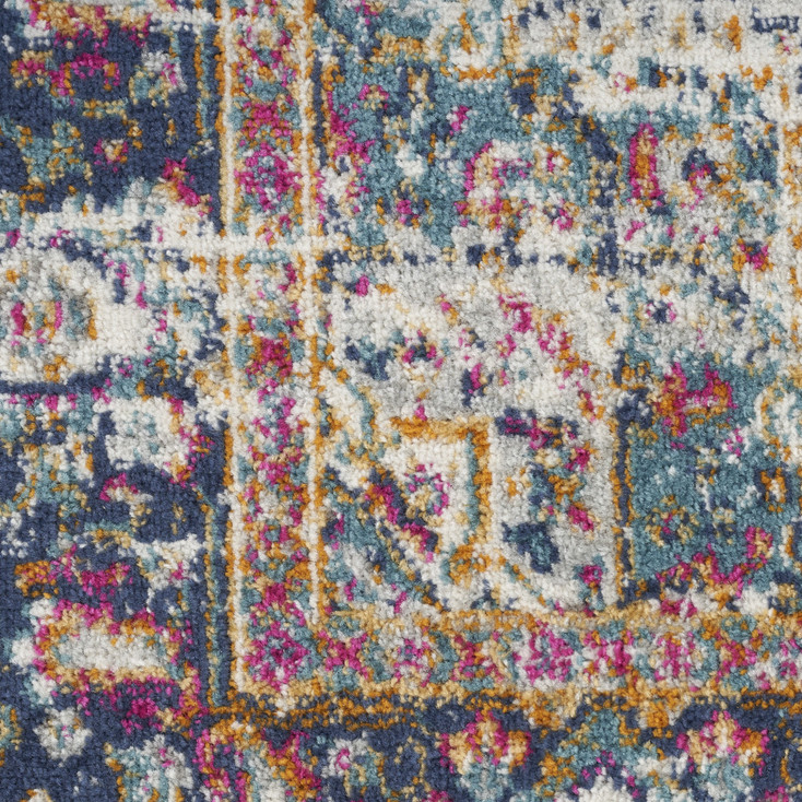 5' x 7' Cream Floral Power Loom Distressed Area Rug