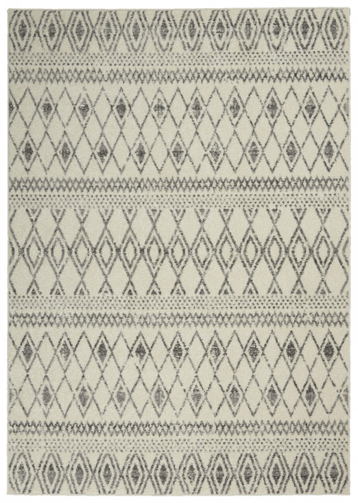 5' x 7' Gray Geometric Berber Power Loom Area Rug