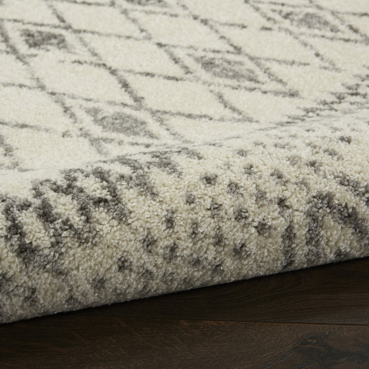 5' x 7' Gray Geometric Berber Power Loom Area Rug