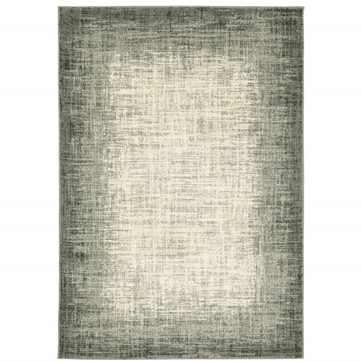 5' x 7' Grey Beige and Blue Power Loom Stain Resistant Area Rug