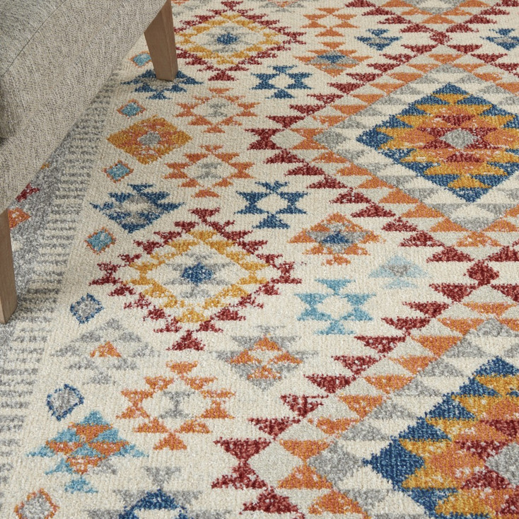 5' x 7' Gray and Ivory Geometric Dhurrie Area Rug