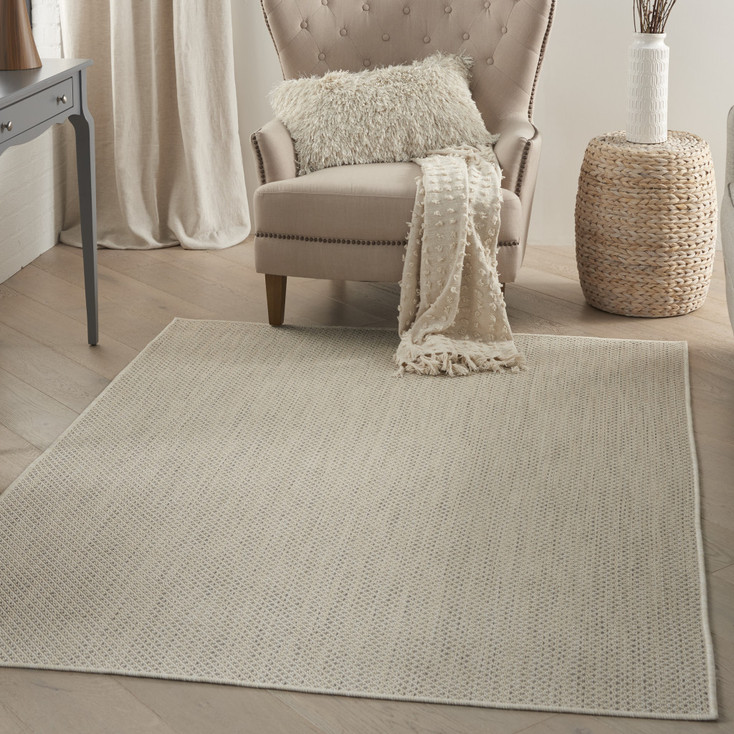 5' x 7' Ivory Geometric Power Loom Area Rug
