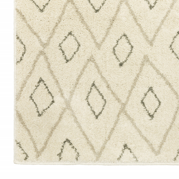 5' x 7' Sand Ash Grey and Ivory Geometric Power Loom Stain Resistant Area Rug