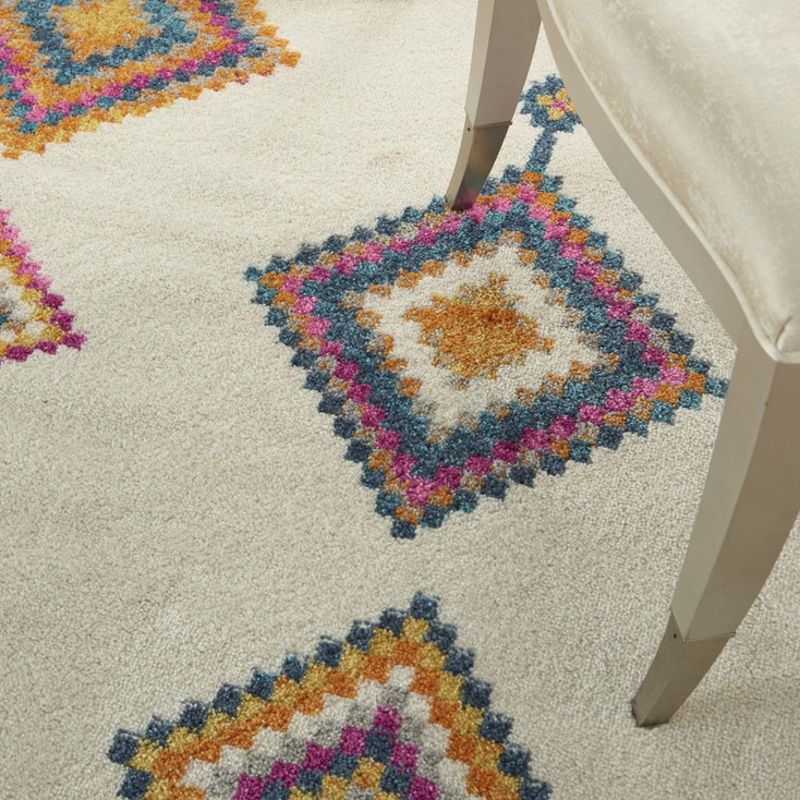5' x 7' Ivory Geometric Berber Rectangle Area Rug