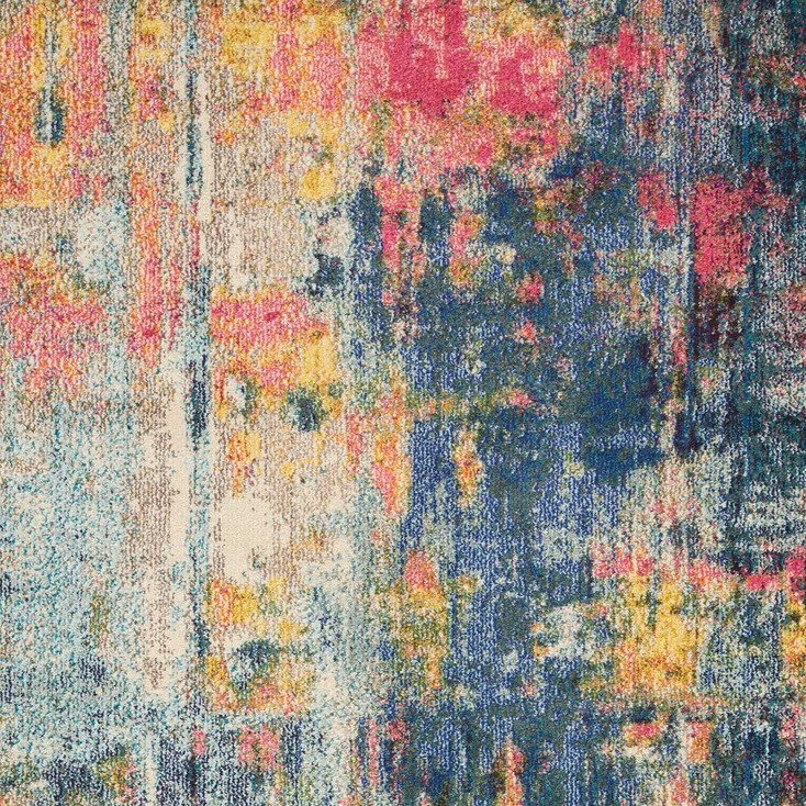 5' x 7' Blue and Yellow Abstract Power Loom Non Skid Area Rug