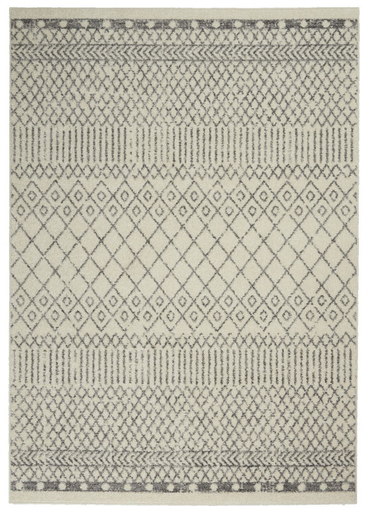 5' x 7' Gray Geometric Power Loom Rectangle Area Rug