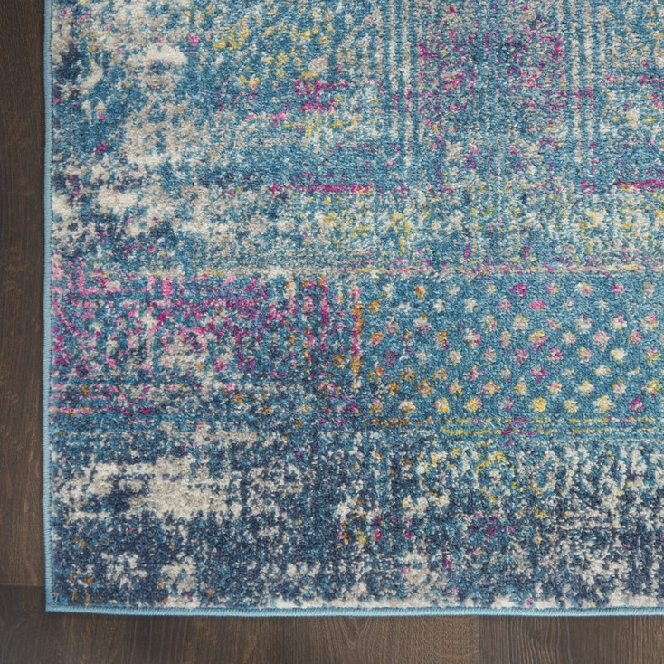 5' x 7' Blue Southwestern Power Loom Area Rug